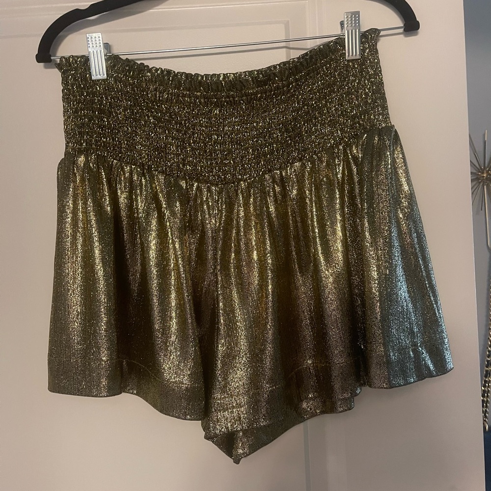 Gold Sparkle Smocked Shorts